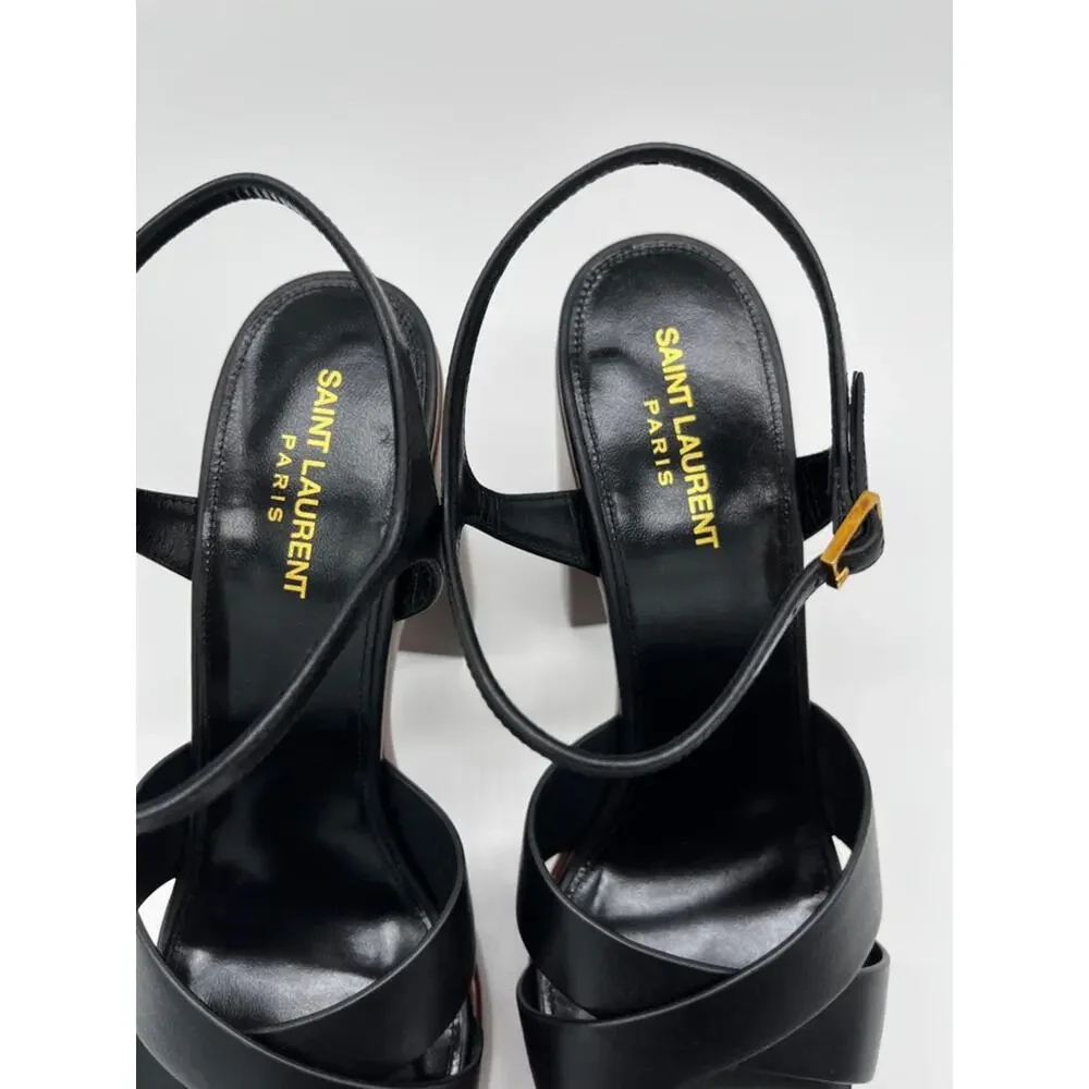 Saint Laurent Bianca Platform Sandals Ankle Strap Black - US 6.5 (EU 36.5)